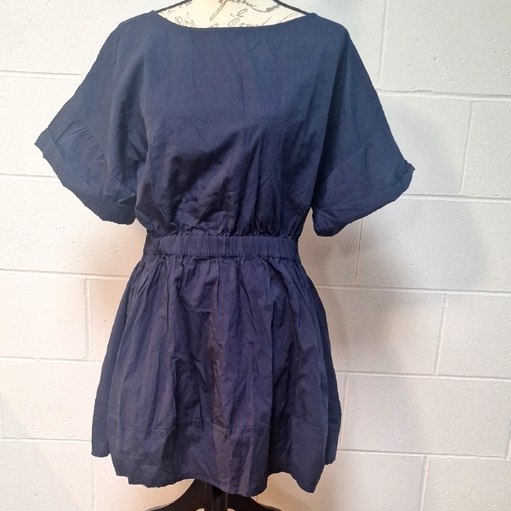 Free People Blue Boxy Short Sleeve Tunic